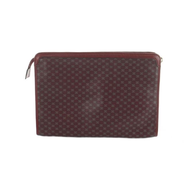 【中古】セリーヌ CELINE クラッチペダル御徒面子 二つ目御徒面子 なめし革 トリオンフ柄 赤 赤いこと ■GY18 /MQ ■OH