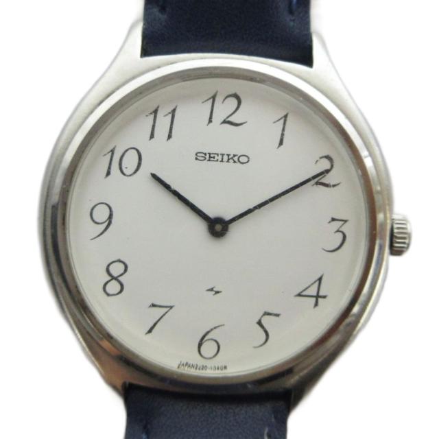 【中古】セイコー SEIKO 2220-0300 シャリオ 腕時計 手巻き ウォッチ 白文字盤 シルバー色 ■GY18 /MQ メンズ