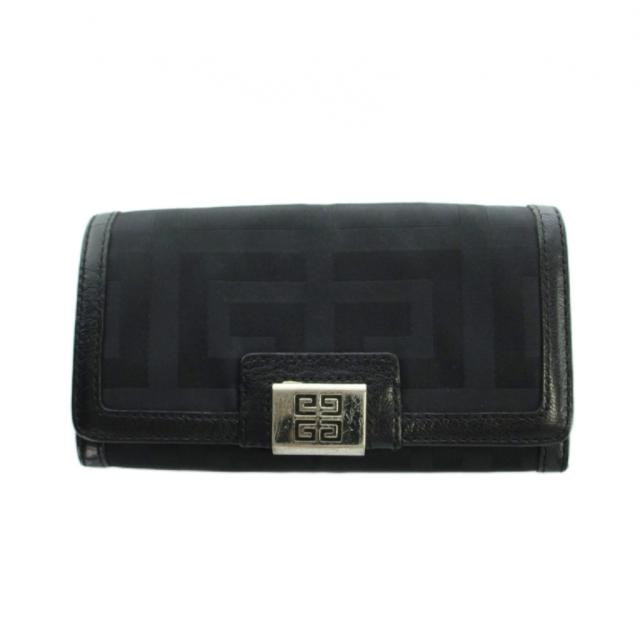 【中古】ジバンシィ GIVENCHY 長財布 ウォレット キャンバス レザー 4Gロゴ 黒 ブラック ■GY11 /MQ メンズ