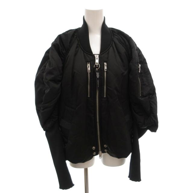 【中古】ディーゼル DIESEL ブルゾン ジャケット 中綿 ギャザー ナイロン MA-1 リブ XS 黒 ブラック /FF ■GY65