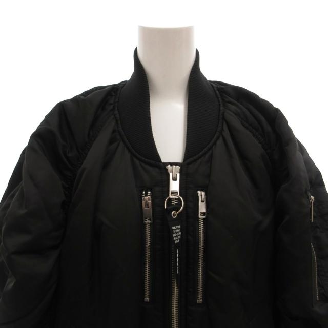 【中古】ディーゼル DIESEL ブルゾン ジャケット 中綿 ギャザー ナイロン MA-1 リブ XS 黒 ブラック /FF ■GY65_3