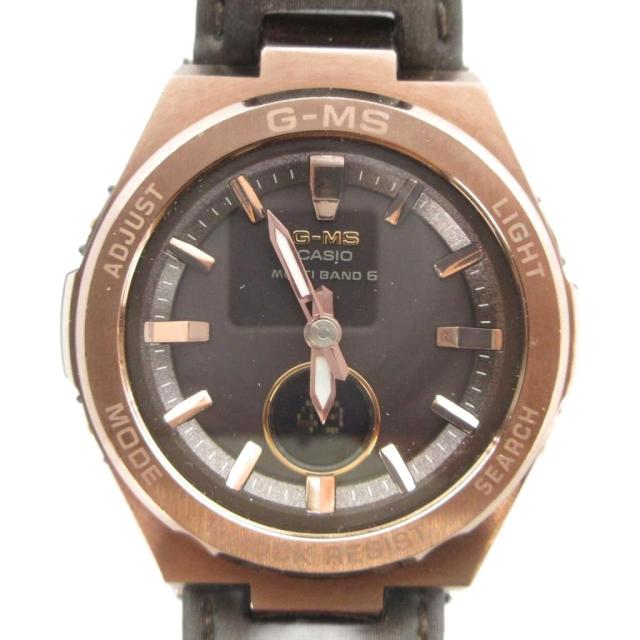 【中古】カシオ CASIO MSG-W200RL 腕時計 ソーラー カレンダー付き ウォッチ レザーベルト ゴールド色 ■GY11 /MQ