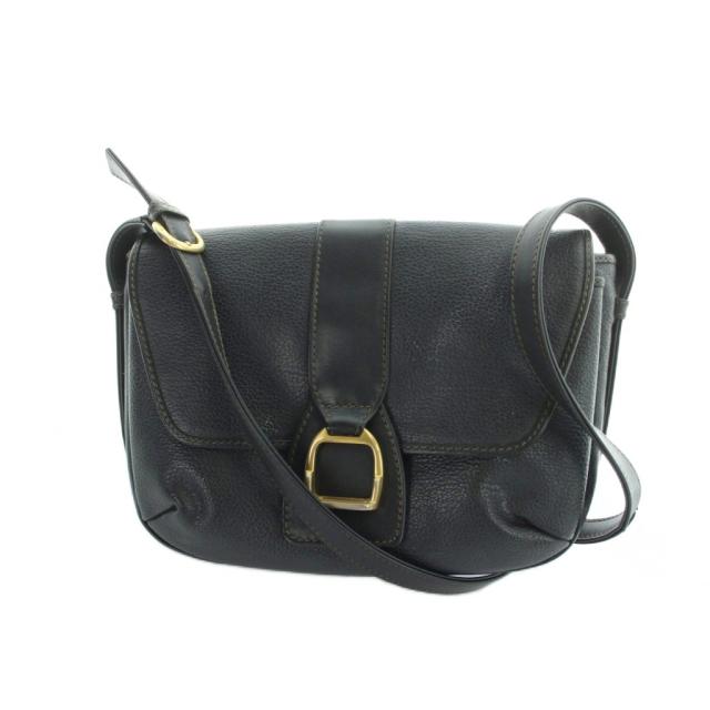 【中古】グッチ GUCCI ショルダーバッグ 斜めがけ レザー ロゴ 紺 ネイビー ■GY18 /MQ ■OH レディース
