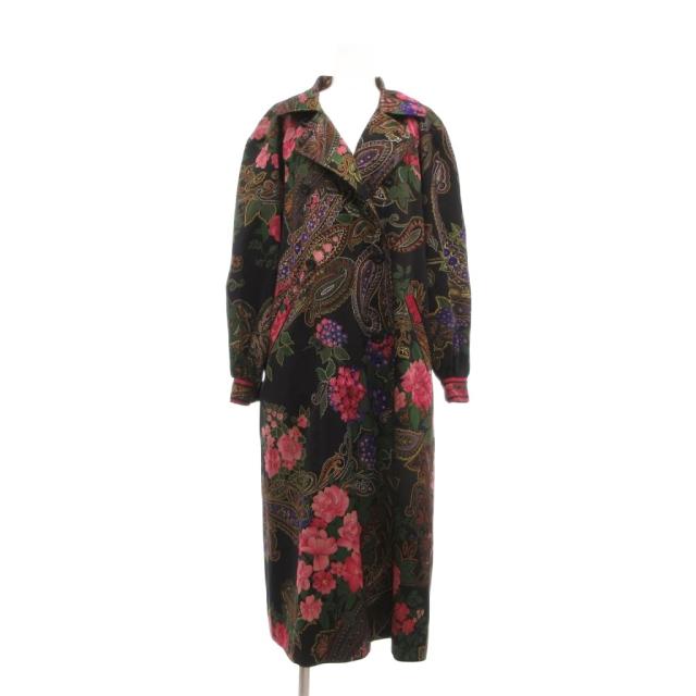 【中古】レオナール LEONARD FASHION 美品 ヴィンテージ チェスターコート ロング丈  カシミヤ ウール混 ペイズリー
