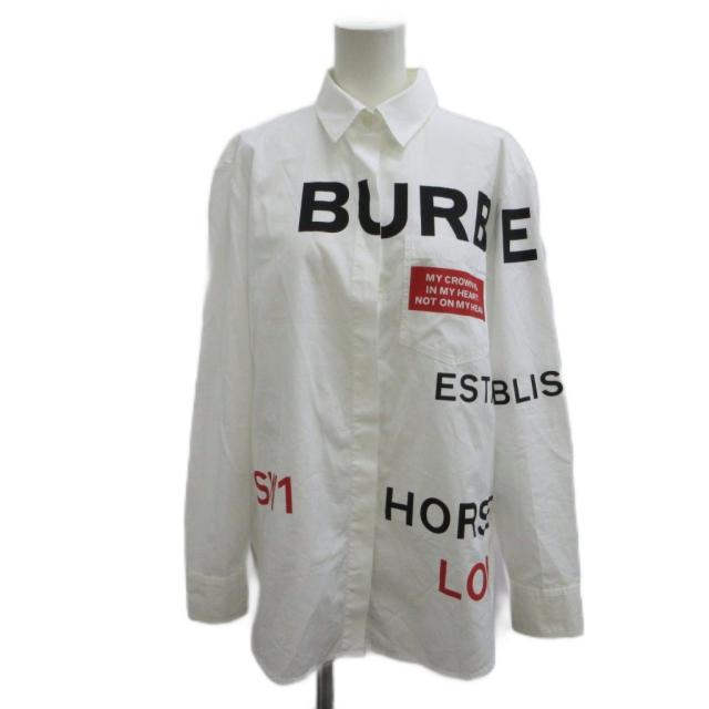 【中古】バーバリー ロンドン BURBERRY LONDON ホースフェリー シャツ 38 白 ホワイト マルチカラー 長袖