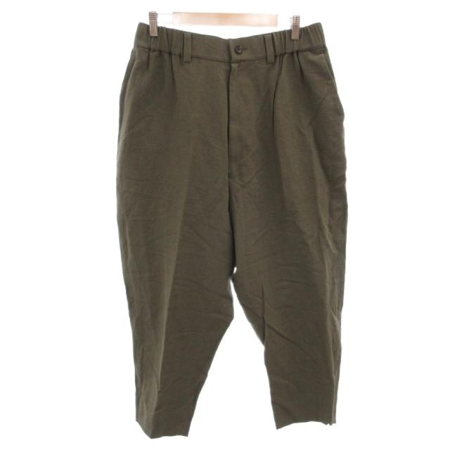 【中古】イッセイミヤケメン ISSEY MIYAKE MEN クロップドパンツ イージー ゴムウエスト リネン混 3 カーキ