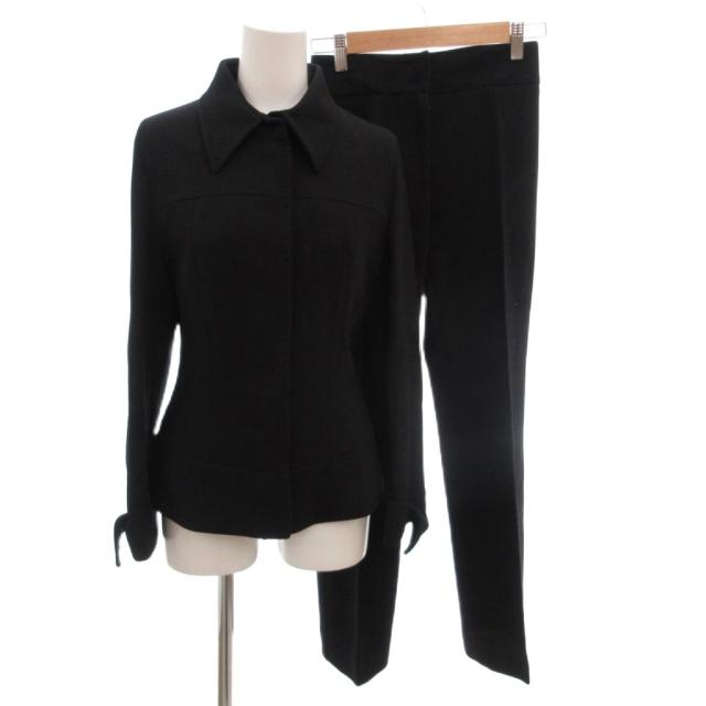 【中古】ドルチェ&ガッバーナ DOLCE&GABBANA セットアップ スーツ ジャケット パンツ 裏地レオパード柄 40 黒