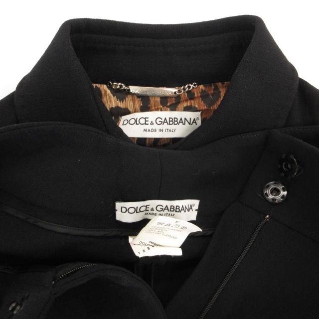 【中古】ドルチェ&ガッバーナ DOLCE&GABBANA セットアップ スーツ ジャケット パンツ 裏地レオパード柄 40 黒_6