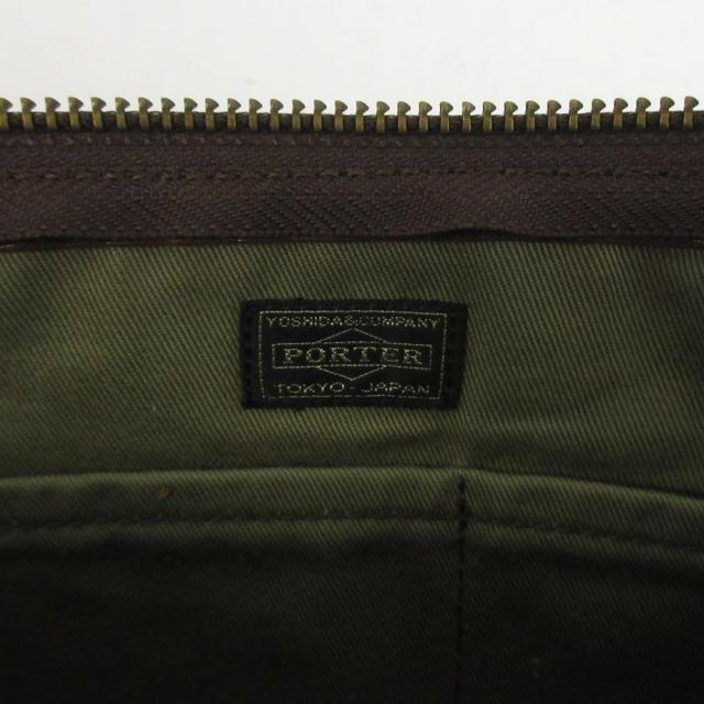 【中古】ポーター PORTER 吉田カバン B印 YOSHIDA セカンドバッグ クラッチバッグ レザー ロゴ 茶色 ブラウン_3