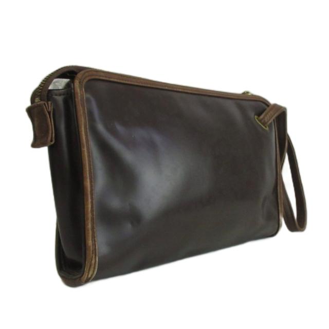 【中古】ポーター PORTER 吉田カバン B印 YOSHIDA セカンドバッグ クラッチバッグ レザー ロゴ 茶色 ブラウン_4