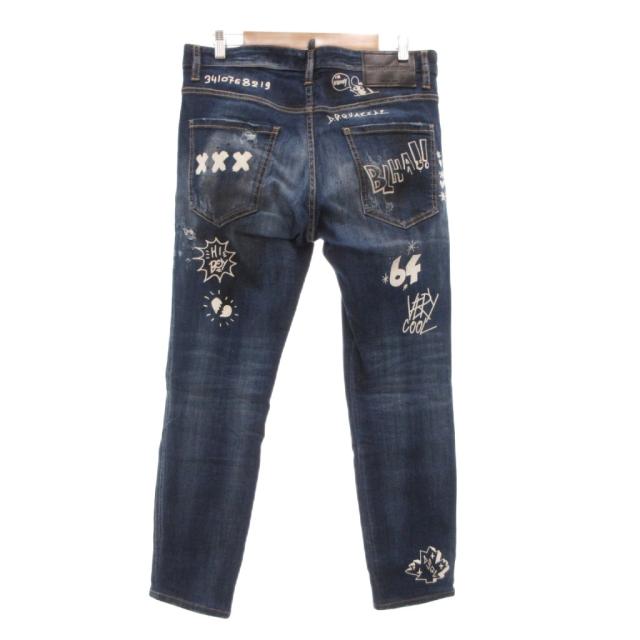 【中古】ディースクエアード DSQUARED2 美品 Dark Graffiti Wash Skater Jeans SKATER JEAN スケータージーン_1