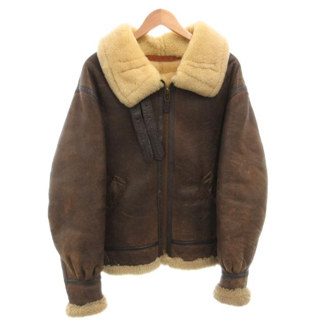 【中古】アヴィレックス AVIREX 飛翔上衣 上衣 羊肉 なめし革 ボア USA製 40 茶 赤銅色