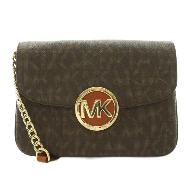 【中古】マイケル教科課程 MICHAEL KORS ショルダーバッグ 総柄 ロゴタイプ 茶 赤銅色 ゴールド色合い /BB ■GY18