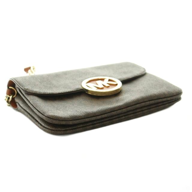 【中古】マイケル教科課程 MICHAEL KORS ショルダーバッグ 総柄 ロゴタイプ 茶 赤銅色 ゴールド色合い /BB ■GY18