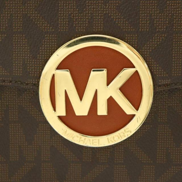 【中古】マイケル教科課程 MICHAEL KORS ショルダーバッグ 総柄 ロゴタイプ 茶 赤銅色 ゴールド色合い /BB ■GY18