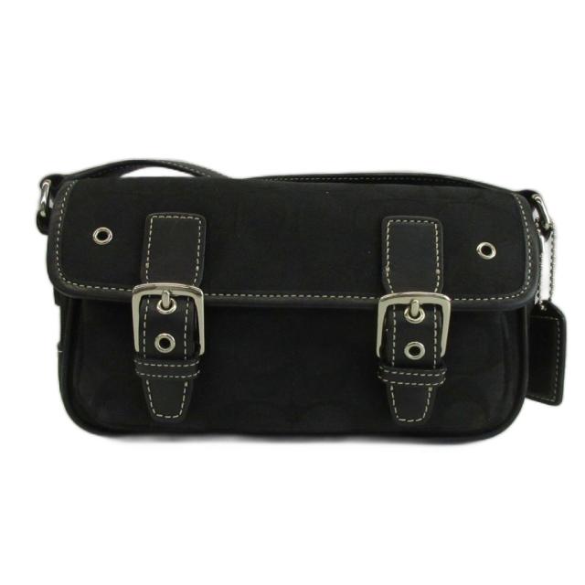【中古】コーチ職 COACH ミニフィールドバッグ ショルダーバッグ 差し交わす上半身 帆布 なめし革 名書き 黒 6844