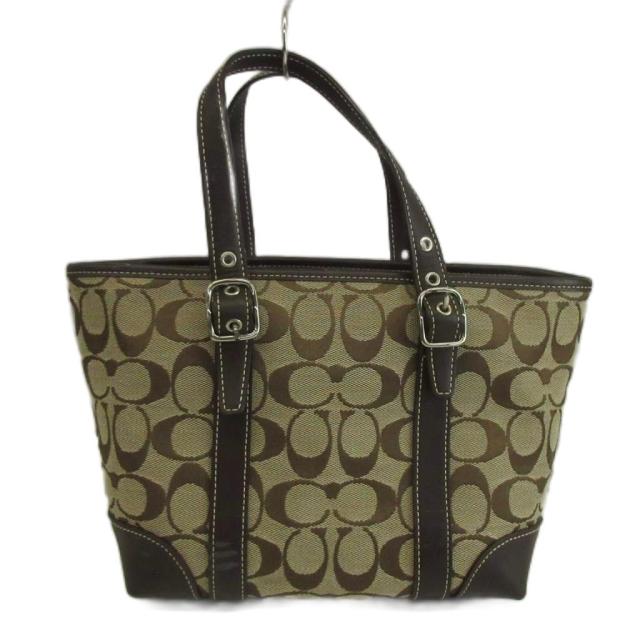 【中古】コーチ COACH ハンドバッグ ミニ キャンバス レザー シグネチャー ベージュ 茶色 ブラウン 6043 /XZ ■GY18