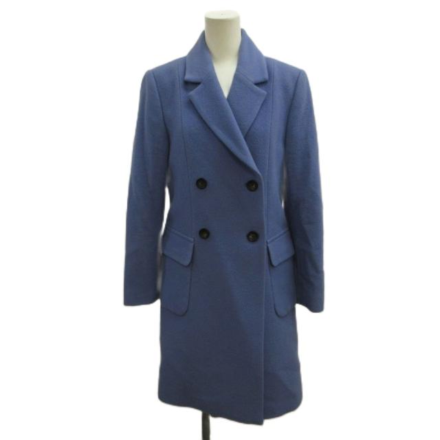 【中古】ポールスミス ブラック Paul Smith BLACK チェスターコート メルトン ウール 40 青 ブルー ダブルブレスト