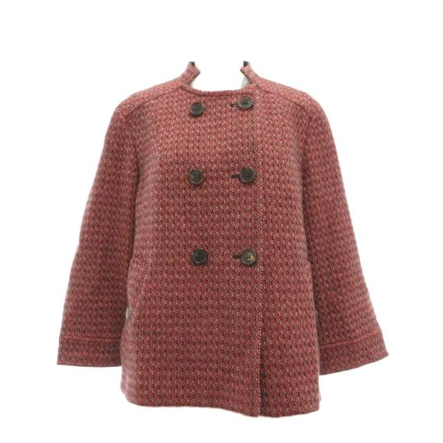 【中古】エトロ ETRO 美品 ダブルブレストコート ショート丈 カシミヤ ウール混  44 ピンク /MG ■GY18 レディース