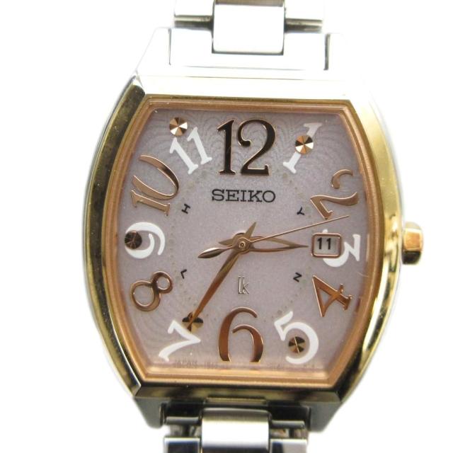 【中古】セイコー SEIKO 1B22-0BB0 ルキア 腕時計 ウォッチ ソーラー カレンダー付き デイト ゴールド色 ■GY18 /MQ