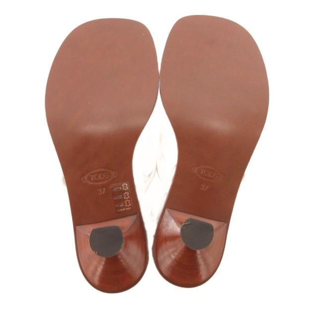 【中古】トッズ TOD'S トングサンダル ヒール ストラップ レザー 37 白 ホワイト /JS ■GY11 レディース_3