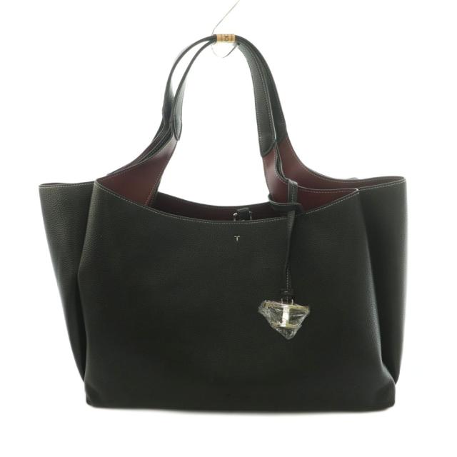 【中古】トッズ TOD'S Tタイムレス レザー ショッピングバッグ トートバッグ ブラック 黒 /MI ■GY18 レディース