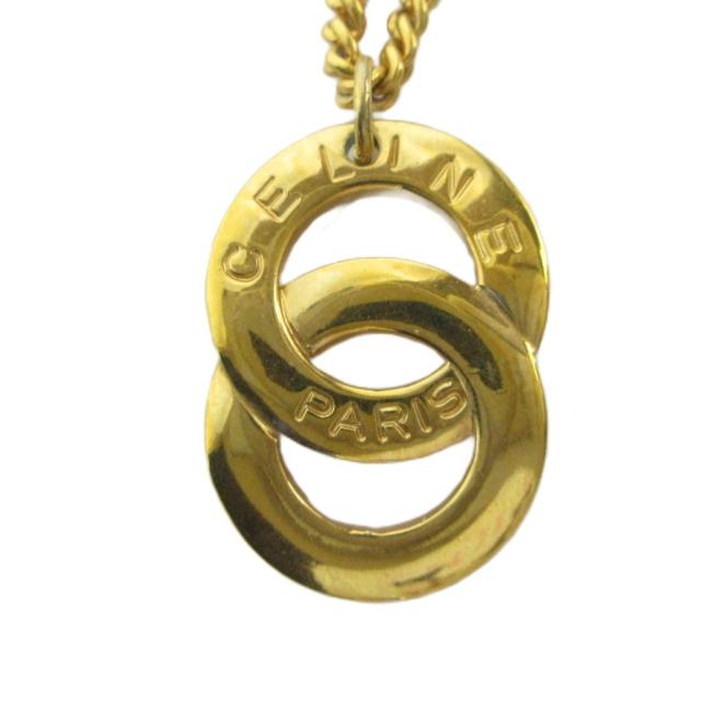 【中古】セリーヌ CELINE ネックレス アクセサリー ペンダント ロゴ ゴールド色 ■GY11 /MQ ■OH レディース
