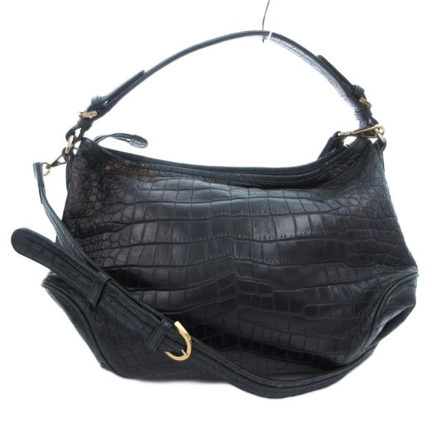 【中古】レザージュエルズ LEATHER JEWELS 2WAY ショルダーバッグ 型押しロゴ 黒 ブラック TY-2018 /ML ■GY18 レディース