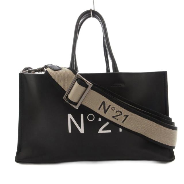 【中古】ヌメロヴェントゥーノ N°21 ショルダーバッグ お手手 2way なめし革 ロゴタイプ ミニ 黒 黒いこと