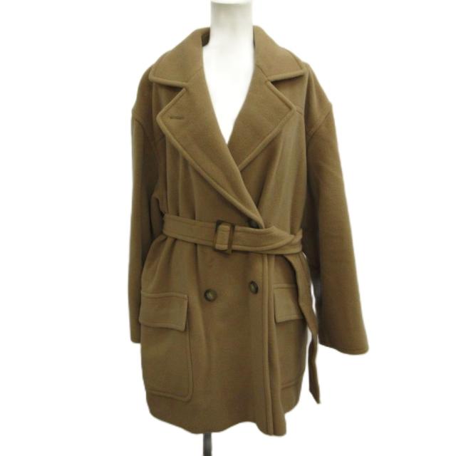 【中古】マックスマーラ 週末生産ライン MAX MARA WEEKEND LINE 厚地の外套 毛糸 40 ベージュ 長袖