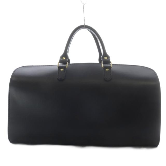 【中古】ヘルツ HERZ ボストンバッグ ハンドバッグ 型押しロゴ レザー ブラック 南京錠付き_1