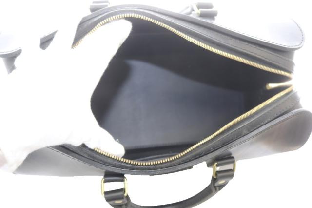 【中古】ヘルツ HERZ ボストンバッグ ハンドバッグ 型押しロゴ レザー ブラック 南京錠付き_2