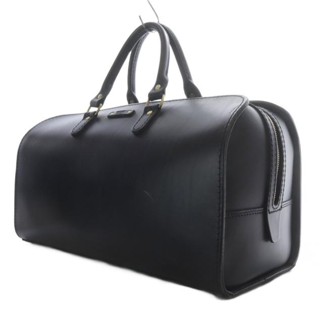 【中古】ヘルツ HERZ ボストンバッグ ハンドバッグ 型押しロゴ レザー ブラック 南京錠付き_3