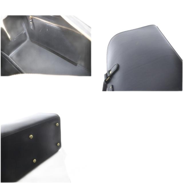 【中古】ヘルツ HERZ ボストンバッグ ハンドバッグ 型押しロゴ レザー ブラック 南京錠付き_7