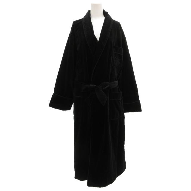 【中古】キャサリンハムネット KATHARINE HAMNETT ヴィンテージ 美品 ガウンコート ベロア ロング丈 M 黒 ブラック
