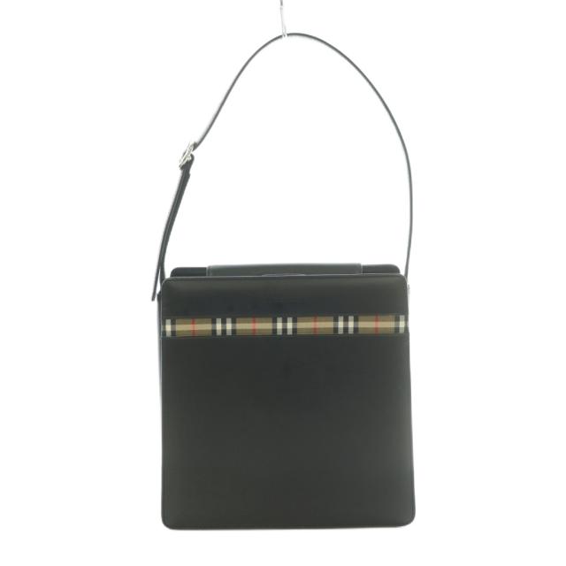 【中古】バーバリー BURBERRY ショルダーバッグ ハンドバッグ レザー ノバチェック柄 黒 /MI ■GY18 レディース
