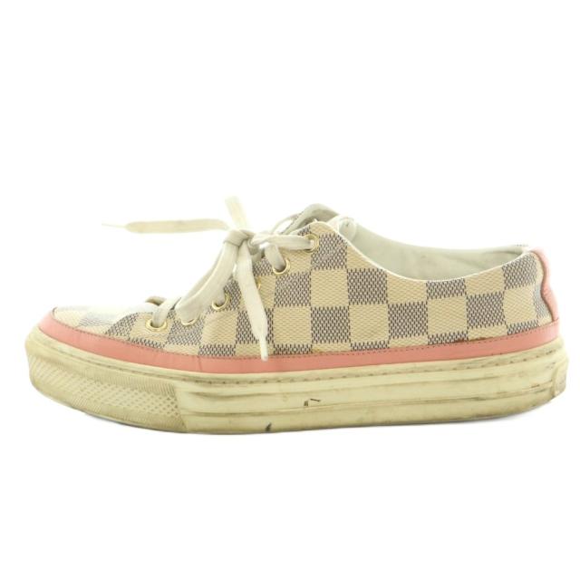 【中古】ルイヴィトン スニーカー シューズ チェック柄 35.5 23.0cm ピンク ベージュ 紫 BM1118 ■GY18 レディース