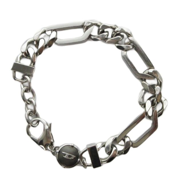【中古】ディーゼル DIESEL ブレスレット アクセサリー バングル ロゴ チェーン シルバー色 ■GY18 /MQ メンズ