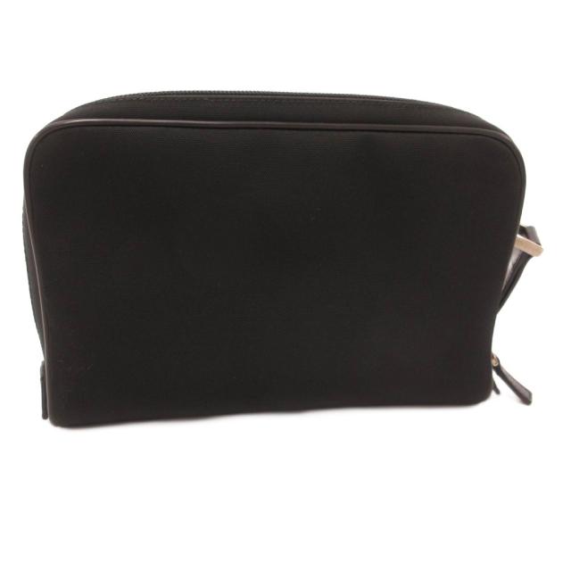 【中古】グッチ GUCCI クラッチペダル御徒面子 二つ目 帆布 ロゴタイプ本塁 黒 黒いこと 018-1607 002404 /JS ■GY18