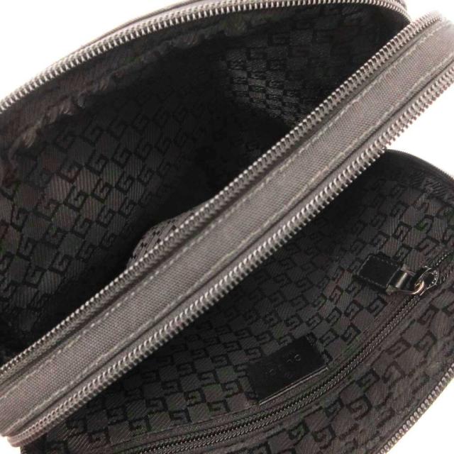 【中古】グッチ GUCCI クラッチペダル御徒面子 二つ目 帆布 ロゴタイプ本塁 黒 黒いこと 018-1607 002404 /JS ■GY18