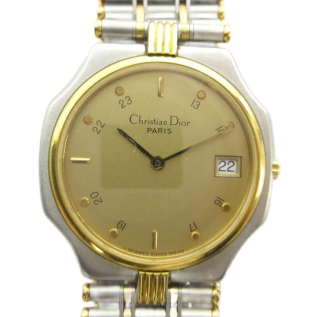 【中古】ディオール Christian Dior 45 14 01 ウオッチ ご覧なさる 石英 暦付き添い人 デイト