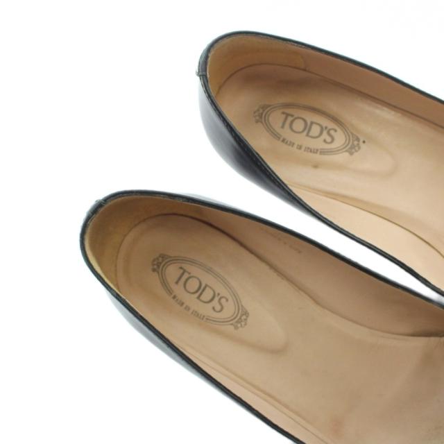 【中古】トッズ TOD'S パンプス ポインテッドトゥ ロゴタイプ なめし革 37 23.5糎 黒 黒いこと ■GY18 /MQ レディース