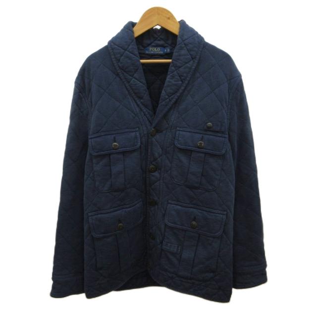 【中古】ポロ ラルフローレン POLO RALPH LAUREN キルティングジャケット 上着 S ネイビー 紺 長袖 ショールカラー