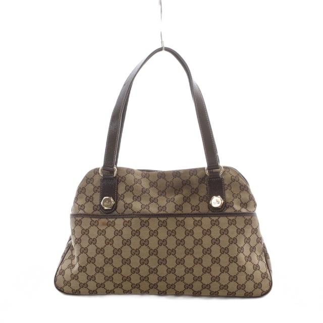 【中古】グッチ GUCCI 163288 GGキャンバス トートバッグ ハンドバッグ ショルダーバッグ ベージュ 茶 ブラウン