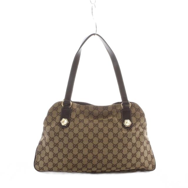 【中古】グッチ GUCCI 163288 GGキャンバス トートバッグ ハンドバッグ ショルダーバッグ ベージュ 茶 ブラウン_1