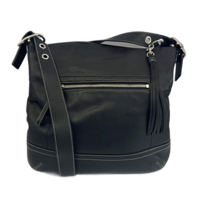 【中古】コーチ職 COACH ショルダーバッグ 差し交わす上半身 なめし革 黒 黒いこと F01414 /XZ ■GY18 レディース