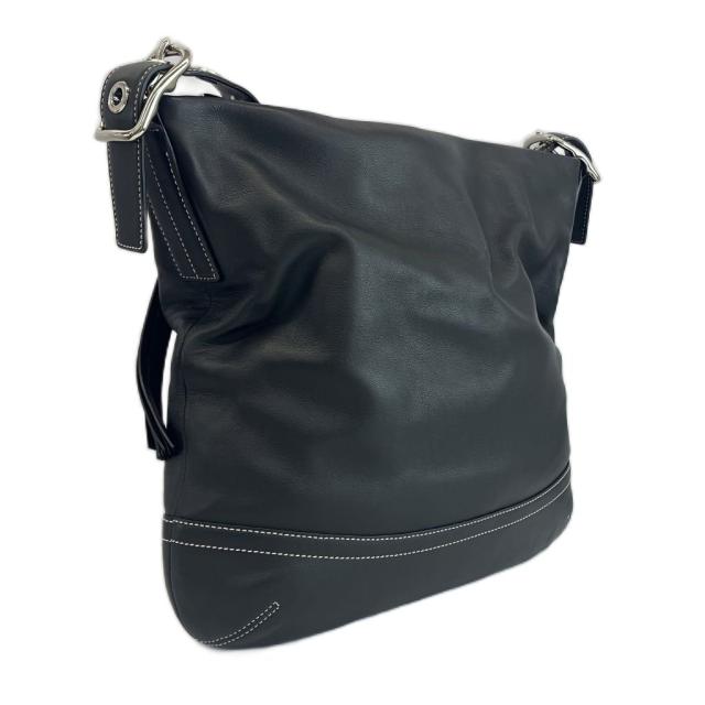 【中古】コーチ職 COACH ショルダーバッグ 差し交わす上半身 なめし革 黒 黒いこと F01414 /XZ ■GY18 レディース