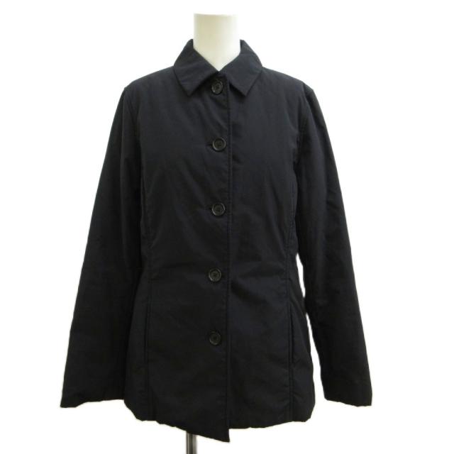 【中古】ラルフローレン RALPH LAUREN 中綿ジャケット 上着 ブルゾン 9 黒 ブラック 襟付き 長袖 ボタンフロント