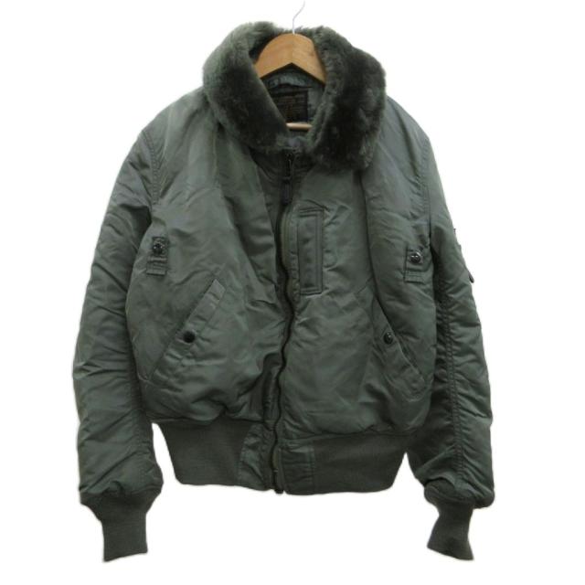 【中古】USA製 B-15C 飛翔上衣 上衣 36 カーキ ボア襟 長袖 SCOVILLファスナー /PP ■GY18 メンズ