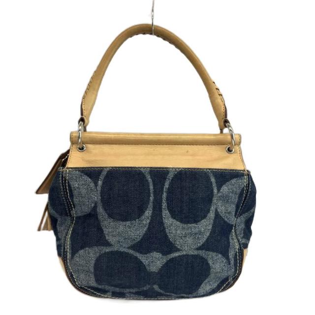【中古】COACH ニューウィリス ハンドバック 肩先 2WAY ジーンズ なめし革 名書き インディゴ ベージュ 19968